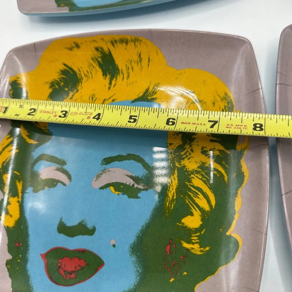 Andy Warhol Marilyn Monroe Melamine Square Plates Set of 4 Precidio Pop Art